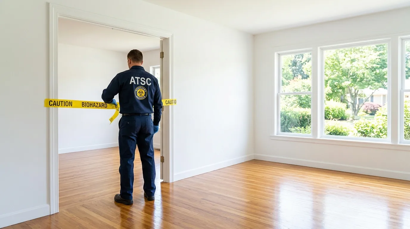 Certified biohazard cleanup crew performing Decomposition Cleanup in Humble